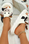 White Cute Cow Pattern Open Toe Slippers-Shoes & Bags-MomFashion