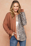 Gold Flame Leopard Print Sequin Colorblock Long Sleeve Top-Tops-MomFashion