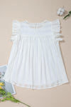 White Ruffled Lace Flowy Tank Top-Tops-MomFashion