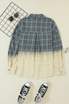 Blackish Green Contrast Plaid Patchwork Chest Pocket Button up Shacket-Outerwear-MomFashion