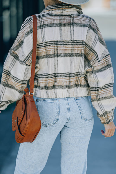 Vintage London Plaid Cropped Jacket-Outerwear-MomFashion