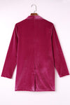 Rose Casual Pocketed Velvet Blazer-Outerwear-MomFashion