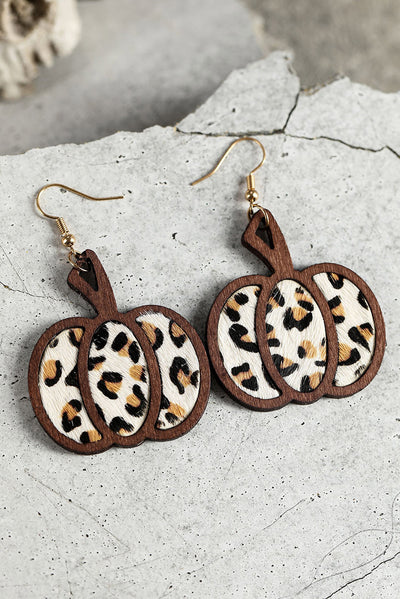 Multicolour Animal Print Pumpkin Shape Drop Earrings-Accessories-MomFashion