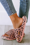 Pink Leopard Print Thick Sole Slip On Slippers-Shoes & Bags-MomFashion