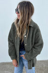 Gray Corduroy Trim Elbow Patch Sherpa Jacket-Outerwear-MomFashion