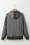 Gray Thermal Waffle Knit Full Zipper Hooded Jacket-Outerwear-MomFashion