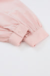 Pink Frilled Stand Collar Long Sleeve Ruffle Dress-Dresses-MomFashion