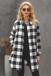 Black Turn-down Collar Plaid Shirt Coat-Outerwear-MomFashion