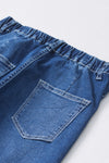 Blue Elastic High Waist Flare Jeans-Bottoms-MomFashion