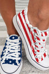 Blue American Flag Lace-up Canvas Flat Shoes-Shoes & Bags-MomFashion