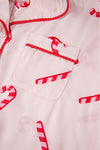 Pink Christmas Candy Cane Print Shirt and Shorts Pajama Set-Loungewear & Sleepwear/Sleepwear-MomFashion