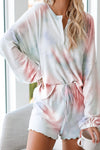 Orange Tie Dye Knit Lounge Set-Loungewear-MomFashion