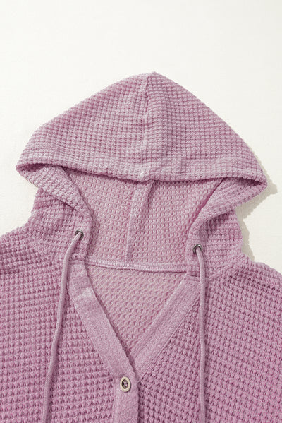 Plus Size Hooded Waffle Knit Top-Plus Size-MomFashion