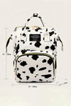 White Cow Spot Print Multi Pocket Canvas Backpack-Shoes & Bags-MomFashion