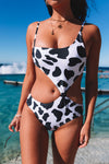 Cow Animal Print One-piece Swimsuit-Swimwear-MomFashion