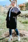 Black Leopard Detail Plus Size Cardigan-Plus Size-MomFashion