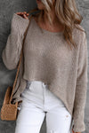 Gray Slouchy Dolman Sleeve High Low Sweater-Tops-MomFashion