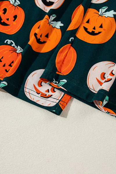 Orange Halloween Pattern Short Sleeve Shirt Pajama Set-Loungewear & Sleepwear/Sleepwear-MomFashion