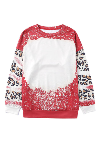 Fiery Red Tie Dye Leopard Drop Shoulder Sweatshirt-Tops-MomFashion