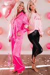 Rose 2pcs Leopard Satin Long Sleeve Pajamas Set-Loungewear-MomFashion