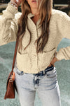 Oatmeal Pearl Buttons Popcorn Textured Sweater Cardigan-Tops-MomFashion