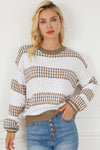 Multicolour Vertical Stripes Two Tones Drop Shoulder Sweater-Tops-MomFashion