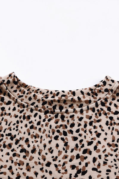 Leopard Boyfriend Crew Neck Leopard Sweatshirt-Tops-MomFashion