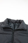 Black Zip Up Drawstring Hem Puffer Coat-Outerwear-MomFashion