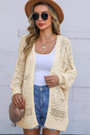 Apricot Casual Hollowed Knit Dolman Sleeve Cardigan-Tops-MomFashion