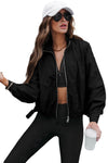 Black Solid Full Zipped Jacket-Outerwear-MomFashion