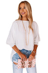 White Smocked Wrist Shift Top-Tops-MomFashion