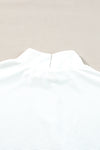 Snow White Ribbed High Neck Drop Shoulder Loose Top-Tops-MomFashion