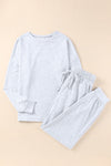 Gray Long Sleeve Pullover and Jogger Pants Lounge Set-Loungewear-MomFashion