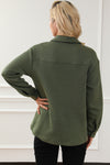 Green Retro Quilted Flap Pocket Button Shacket-Outerwear-MomFashion