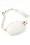 White Sherpa Adjustable Strap Crossbody Bag-Shoes & Bags-MomFashion