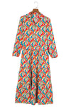 Multicolor Abstract Geometric Print Long Sleeve High Waist Dress-Dresses-MomFashion