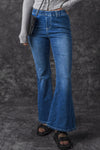 Blue Elastic High Waist Flare Jeans-Bottoms-MomFashion