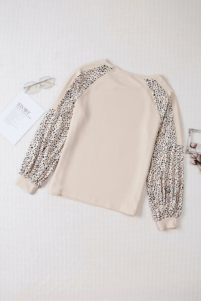 Leopard Print Pullover Top-Tops-MomFashion