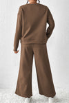 Dark Brown Ultra Loose Textured 2pcs Slouchy Outfit-Loungewear-MomFashion