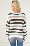 Stripe Crochet Hollow out Knit Sweater-Tops-MomFashion