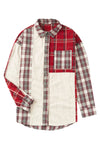 Plaid Corduroy Patchwork Shacket-Outerwear-MomFashion