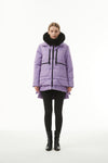 Wisteria Plush Linen Zip Up Hooded Puffer Coat-Outerwear-MomFashion