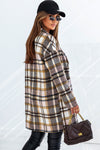 Pink Plaid Button Up Lapel Jacket-Outerwear-MomFashion