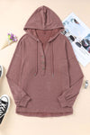 Buttoned High and Low Hem Hoodie-Tops-MomFashion