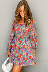 Floral Smocked Bust Square Neck Ruffled Dress-Dresses-MomFashion