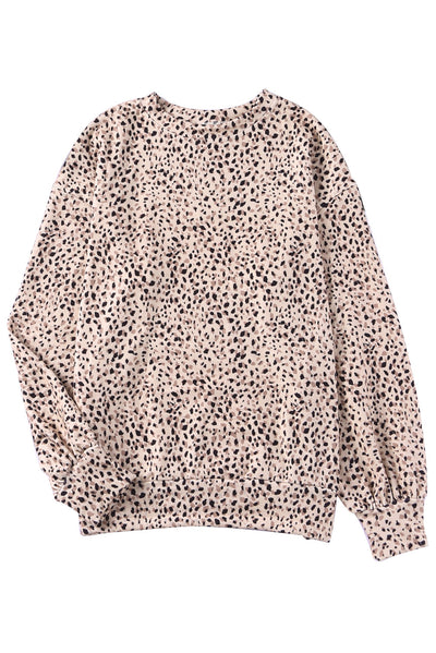 Leopard Boyfriend Crew Neck Leopard Sweatshirt-Tops-MomFashion