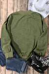 Green Drop Shoulder Crew Neck Pullover Sweatshirt-Tops-MomFashion