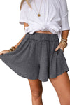 Gray Elastic Waist Culotte Shorts-Bottoms-MomFashion