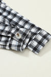 Black Plaid Print Chest Pockets Buttoned Tunic Shacket-Outerwear-MomFashion