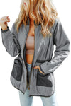 Gray Stitching Quilted Drawstring Jacket-Outerwear-MomFashion